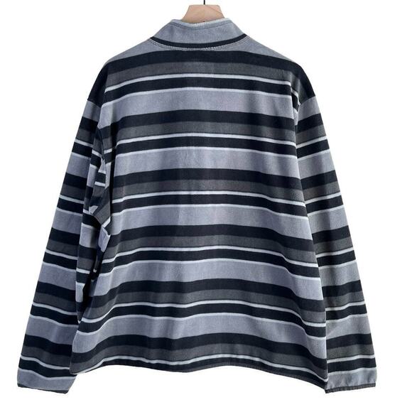 Duluth Trading Co Striped 1/4 Zip Fleece Pullover Sweater Black & Gray, Size XL - Picture 8 of 8